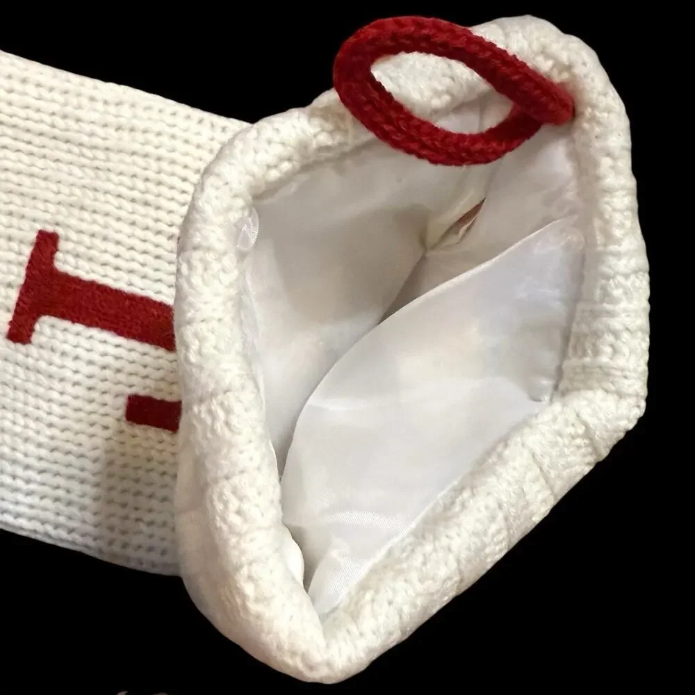 Wondershop Monogram Christmas Stocking Letter T Initial Ivory Red Knit Target